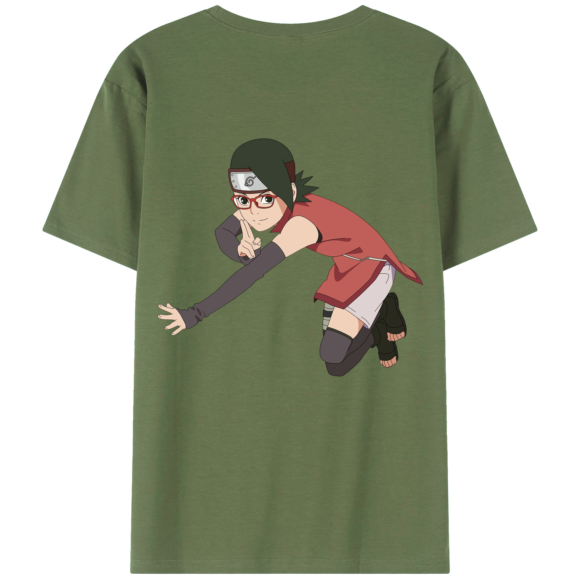 （画像用） NARUTO -ナルト- うちは サラダ Uchiha Sarada 綿100％ メンズ半袖Tシャツ（バックプリント） 通気性